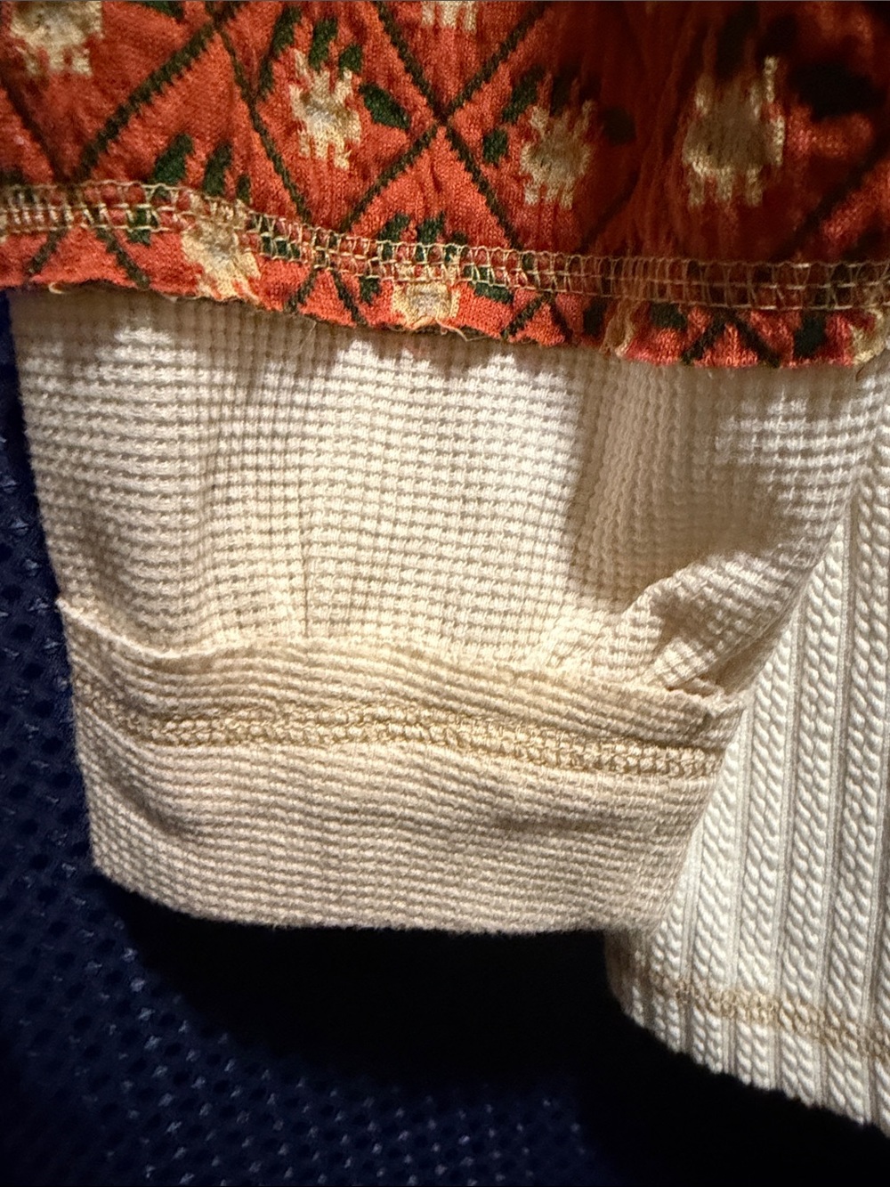 POL Cream and Rust Patchwork Waffle-Knit Pullover - Picture 4 of 14